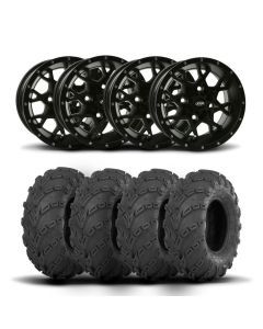 ITP Hurricane 14" Black Wheels And Mud Lite Tires [30x10-14]