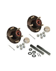 Pre Greased Rigid HItch Pair of 5-Bolt on 4-1/2 Inch Hub Assemblies with 1-1/16 Inch Straight Spindles & Bearings