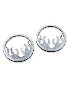 Kuryakyn Front Speaker Grill Trim Chrome Flames Harley Batwing Touring 2014-2018