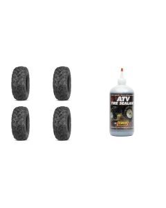 Set of 4 ATV QUADBOSS Tires (QBT447 25x8-12 Front, 25x10-12 Rear) with Sealant