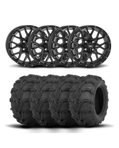 ITP Hurricane 12" Matte Black Wheels And Mud Lite Tires [27x12-12]