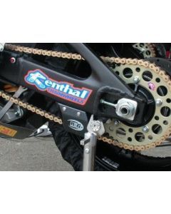 R&G Racing Black Toe Chain Guards - ABS Shark's Fin For 2004-2007 Aprilia Pegaso 650 Factory