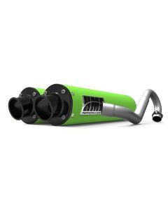 HMF Muffler Kawasaki KFX 700 04-10 Green Performance Dual Full System Exhaust Black Turn Down End Cap