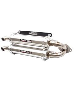 Trinity Racing Stage 5 Dual Slip On Exhaust Brushed Muffler TR-4118S
