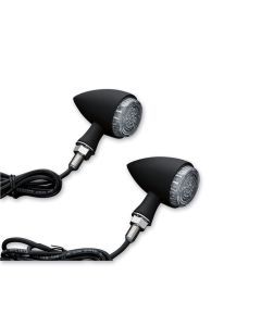 Kuryakyn Black Front Amber Torpedo LED Turn Signal Indicator Lights Set Harley