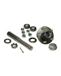 Single - 5-Bolt on 4-1/2 Inch Hub Assembly with 1-1/16 Inch Straight Spindle & Bearings