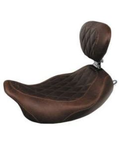 Mustang Wide Tripper Solo Seat Diamond Stitch With Backrest Distressed Brown 79811