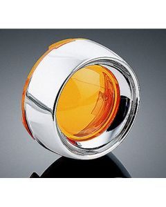 KURYAKYN AMBER CHROME DEEP DISH BEZELS 2010-2017 HARLEY BULLET TURN SIGNALS 2108
