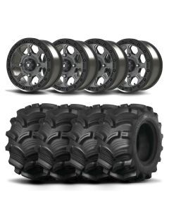 Set of Four Bullite Ruler Wheels 14" Gray And Kenda K538 Executioner Tires [28x11-14]