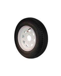 12 inch Trailer Tire and White Spoked Wheel Assembly - 5 x 4.5 Bolt Pattern