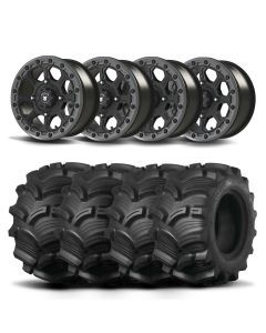 Set of Four Bullite Ruler Wheels 14" Gray And Kenda K538 Executioner Tires [28x11-14]