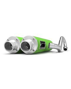 HMF Muffler Kawasaki KFX 700 04-10 Green Performance Dual Full System Exhaust Turn Down End Cap