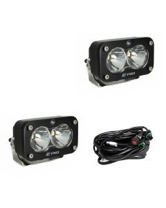 Baja Designs Auxiliary LED Light Pod Pair Black Case S2 Pro Series Spot Pattern Clear Lens Universal 487801