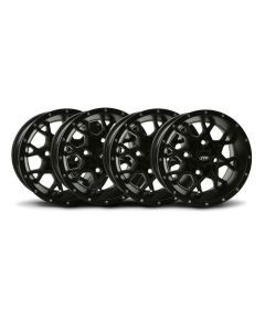 ITP Set of Four Storm Series Hurricane Wheels Black 14X7 4/110 5+2