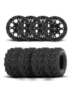 ITP Hurricane 14" Matte Black Wheels And Mud Lite XTR Tires [27x11-14]