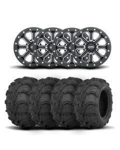 ITP Velocity Inertia 14" Matte Black Wheels And Mud Lite Tires [27x12-14]