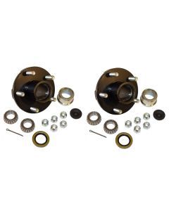 Trailer Hub Kit (BT-150EZ-PR) 5 Bolt on 4-1/2 Inch Circle with 1 inch I.D. Bearings - One Pair