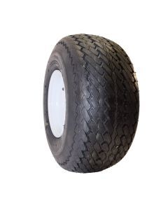 Golf Cart Wheel Assembly - 18 x 8.5 - 8 Sawtooth Tire on 8 x 7, 4 on 4 White Steel Wheel