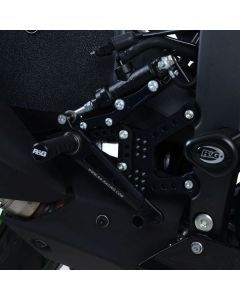 R&G Racing Black Adjustable Rearsets For 2019-2024 Kawasaki Ninja ZX6R ZX636