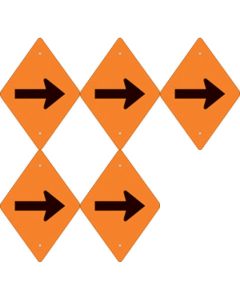 Set of 5 Orange Plastic Reflective Trail Blazer Horizontal Arrow
