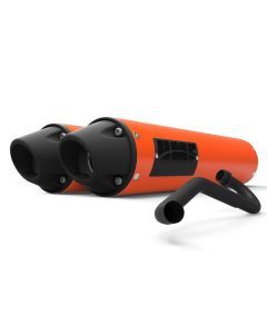 HMF Muffler Kawasaki KFX 700 04-10 Orange Performance Dual Full System Exhaust Blackout Euro End Cap