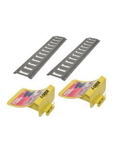 E-Chock Wheel Chocks with 5-Foot Metal Mounting Tracks, Yellow and Gray, Set of 2