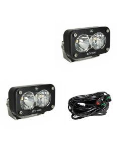 Baja Designs Auxiliary LED Light Pod Pair Black Case S2 Pro Series Driving/Combo Pattern Clear Lens Universal 487803