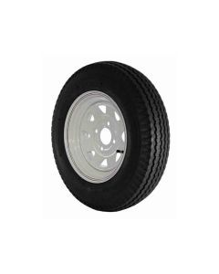 12 inch Trailer Tire and White Spoked Wheel Assembly - 4 Bolt x 4 inch Pattern