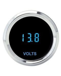Dakota Digital Solarix Series Round Bezel Voltmeter Gauge Blue Display SLX-05-1