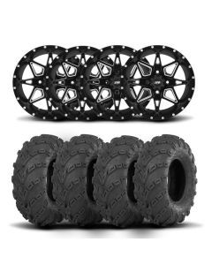 ITP Tornado 14" Matte Black Wheels And Mud Lite Tires [28x10-14]