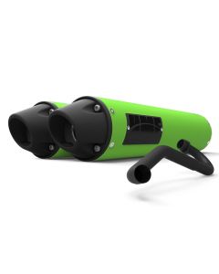 HMF Muffler Kawasaki KFX 700 04-10 Green Performance Dual Full System Exhaust Blackout Euro End Cap