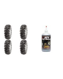 Set of 4 ATV ITP Tires (Mud Lite XXL 30x10-12 Front/Rear) with QUADBOSS Sealant