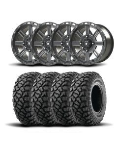 Set of Four Bullite Lancer Wheels 15" Gray And Kenda K3204R Klever XT Tires [32x10R-15]