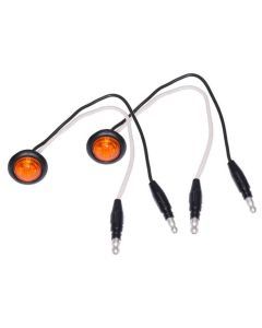 Pair - Amber LED Marker/ Clearance Lights, 0.75" Round, w/ two .180 Bullet Connectors