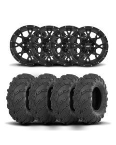 ITP Hurricane 14" Matte Black Wheels And Mud Lite Tires [28x10-14]