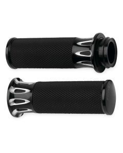 Arlen Ness Fusion Black Deep Cut Hand Grips Harley Throttle By Wire Models New