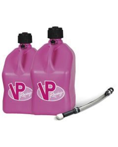 VP Racing 2 Pack Pink 5.5 Gallon Square Utility Jugs + Deluxe Fill Hose