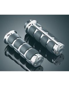 Harley FLHX Street Glide 2008-2014ISO Grips With Accent Rings Chrome by Kuryakyn