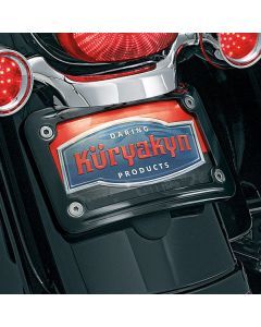 Kuryakyn Gloss Black Curved License Plate Mount Frame Rear Fender Harley Touring