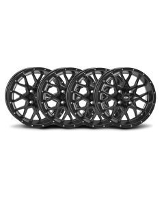 ITP Set of Four Storm Series Hurricane Wheels Matte Black 12x7 4/110 5+2