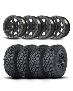Set of Four Bullite Ruler Wheels 14" Gray And Kenda K3204R Klever XT Tires [32x10R-14]