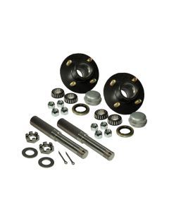 Pair of 4-Bolt on 4 Inch Hub Assemblies with 1-1/16 Inch Straight Spindles & Bearings