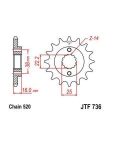 Steel Front Sprocket 14T for Street DUCATI 750 SS 2000-2002