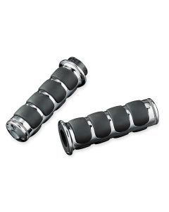 Harley FLD Dyna Switchback 2012-2013ISO Grips With Accent Rings Chrome Kuryakyn