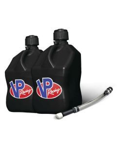 VP Racing 2 Pack Black 5.5 Gallon Square Utility Jugs + Deluxe Fill Hose