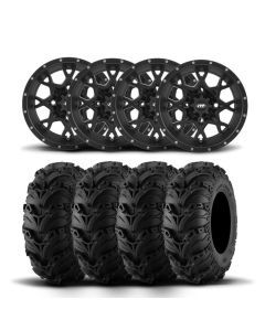 ITP Hurricane 12" Matte Black Wheels And Mud Lite II Tires [23x8-12]