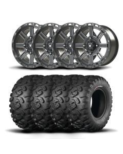 Set of Four Bullite Lancer Wheels 15" Gray And Kenda K3201 Mastodon HT Tires [33x10R-15]