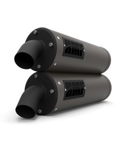 HMF Muffler Polaris RZR XP/4 Turbo/S 16-21 Gun Metal Titan-QS Dual Slip On Exhaust Blackout End Cap