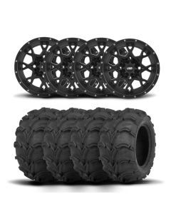 ITP Hurricane 12" Matte Black Wheels And Mud Lite Tires [30x12-12]