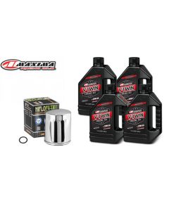 Maxima Synthetic 20W50 Oil Change Kit Chrome Filter Harley Twin Cam 1999-2017